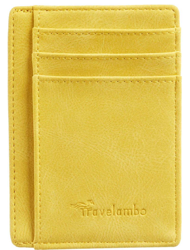 Travelambo Slim Wallet Front Pocket Minimalist Leather RFID Blocking Medium Size - Image 3