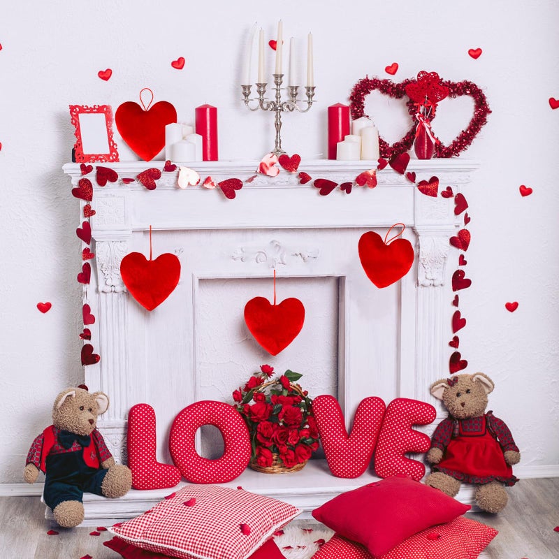CARAFAST Valentines Day Decorations Valentines Red Heart Velvet Bows 4 pc 6 * 6 in Red Heart Hanging for Home Wall Door Hanger Decor Valentines Wedding Anniversary Birthday Party Supplies - Image 5