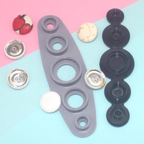 Yedadone Universal Cover Button Maker, 5 Sizes (11mm, 15mm, 19mm, 23mm, 29mm), Silicone & Plastic, DIY Fabric Button Maker, 2-Piece Set - Image 4