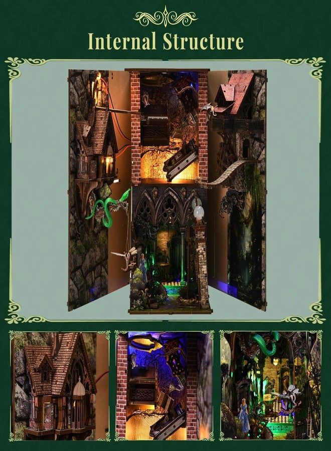 CCCDF Book Nook Kit, DIY Miniature Dollhouse Booknook Kit, 3D Wooden Puzzle Bookend Bookshelf Insert Decor with LED Light for Teens and Adults (Library of Gods) - Image 4