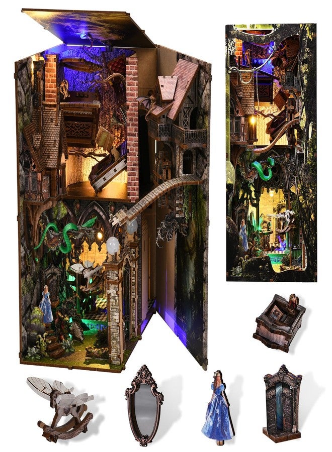 CCCDF Book Nook Kit, DIY Miniature Dollhouse Booknook Kit, 3D Wooden Puzzle Bookend Bookshelf Insert Decor with LED Light for Teens and Adults (Library of Gods) - Image 1