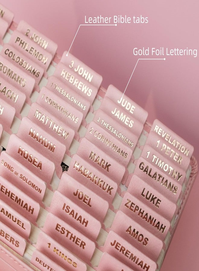 UPAFEXXI-Leather Bible Tabs, Bible Tabs for Women and Men(Gold Foil Lettering) Large Print Stickers, Easy to Read and Apply, 80 Chapters Labels for Easy Navigation(Pink) - Image 2