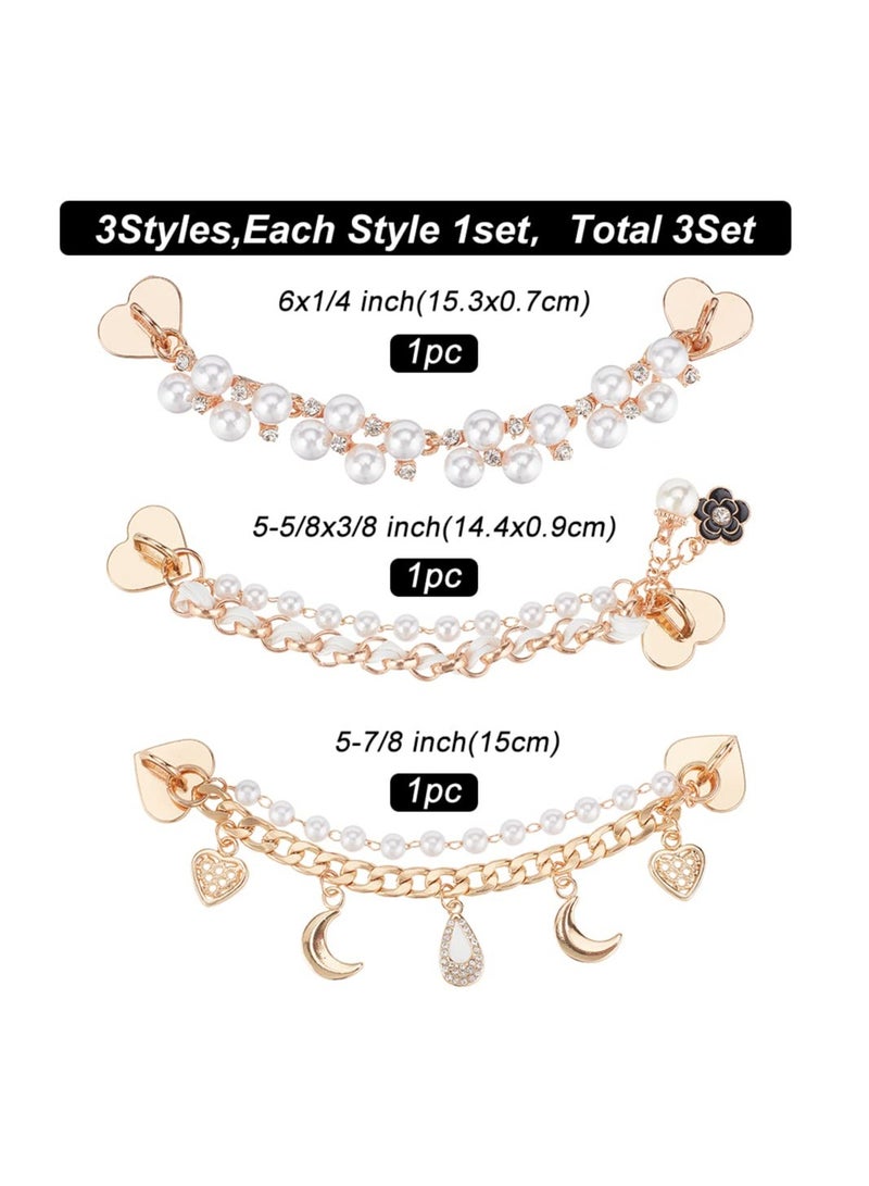 SOLARAE Beaded Phone Chain Charms Set, Pearl Lanyard with Heart and Moon Design, Crystal Rhinestone Gold Chain Strap for Universal Mobile Phones - 3 Pieces for Women. - Image 4