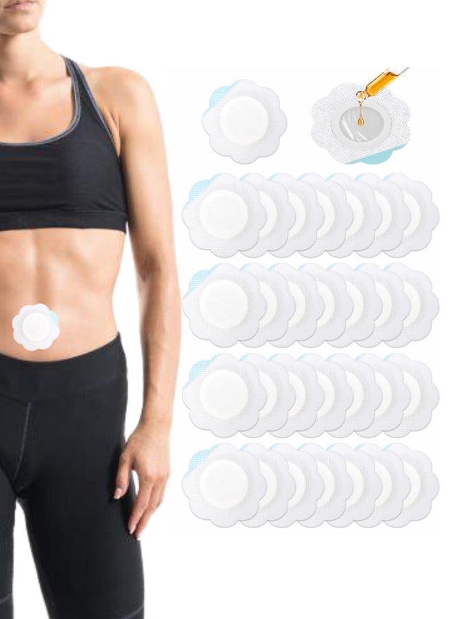 فَرَحُوم 100 قطعة لصقات للبطن على شكل C، لاصقة ذاتيًا وامتصاص عالي، مخصصة لتطبيق زيت الخروع على الرقبة/الكتفين/الركبتين، مصنوعة من قماش سبنلاس، لا تحتاج للغسل، مانعة للتسرب، مقاس كل لصقة 7 سم × 7 سم (الزيوت غير مشمولة). - Image 1