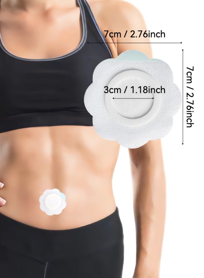 فَرَحُوم 100 قطعة لصقات للبطن على شكل C، لاصقة ذاتيًا وامتصاص عالي، مخصصة لتطبيق زيت الخروع على الرقبة/الكتفين/الركبتين، مصنوعة من قماش سبنلاس، لا تحتاج للغسل، مانعة للتسرب، مقاس كل لصقة 7 سم × 7 سم (الزيوت غير مشمولة). - Image 2