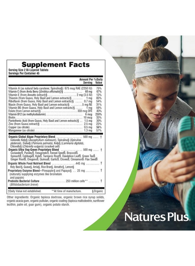 NaturesPlus Ultra Juice Green - 90 Bi-Layered Tablets, Pack of 2 - Supports Immune Health, Digestion & Energy Production - Organic, Non-GMO, Vegan, Gluten Free - 90 Total Servings - Image 4