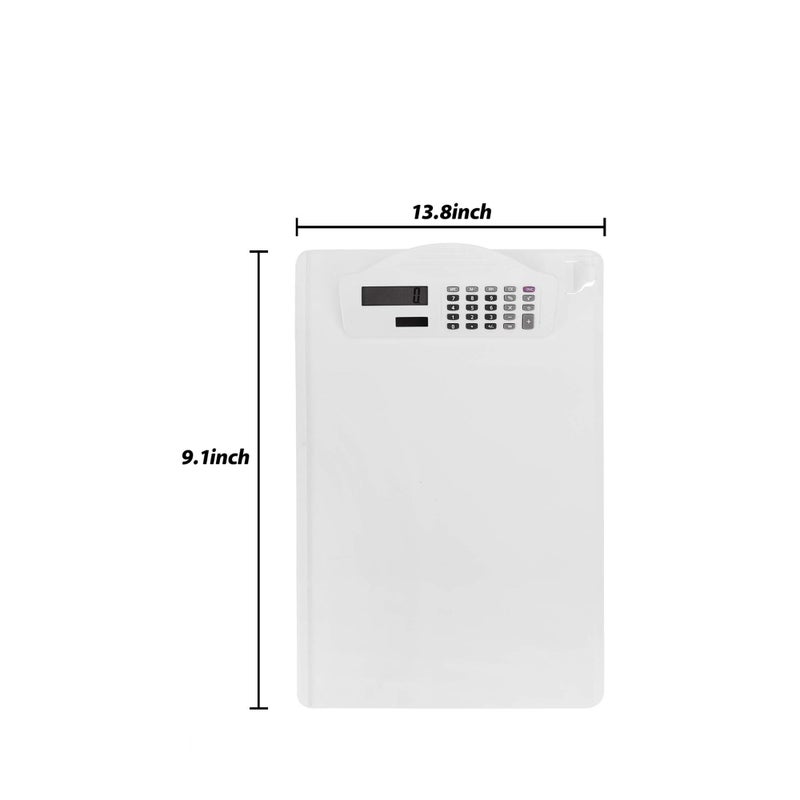SOLARAE Multifunctional Clipboard with Calculator Plastic Storage Clipboard Pen Clip Writing Pad File Folders Business Office Document Holder A4 Letter Size Clipboard for School Meeting Classes (White) - Image 5