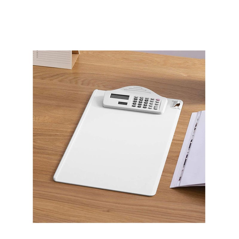 SOLARAE Multifunctional Clipboard with Calculator Plastic Storage Clipboard Pen Clip Writing Pad File Folders Business Office Document Holder A4 Letter Size Clipboard for School Meeting Classes (White) - Image 3