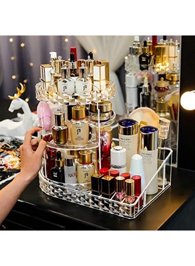 Rotating Makeup Organizer Base, 360° Rotatable Nail Pole With Large Tray for Lipstick, Cosmetics, Skincare, Great for Bedroom Bathroom Decoration, Transparent - Image 5