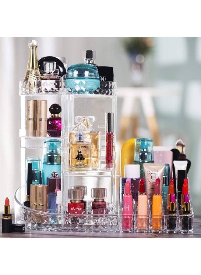 Rotating Makeup Organizer Base, 360° Rotatable Nail Pole With Large Tray for Lipstick, Cosmetics, Skincare, Great for Bedroom Bathroom Decoration, Transparent - Image 2