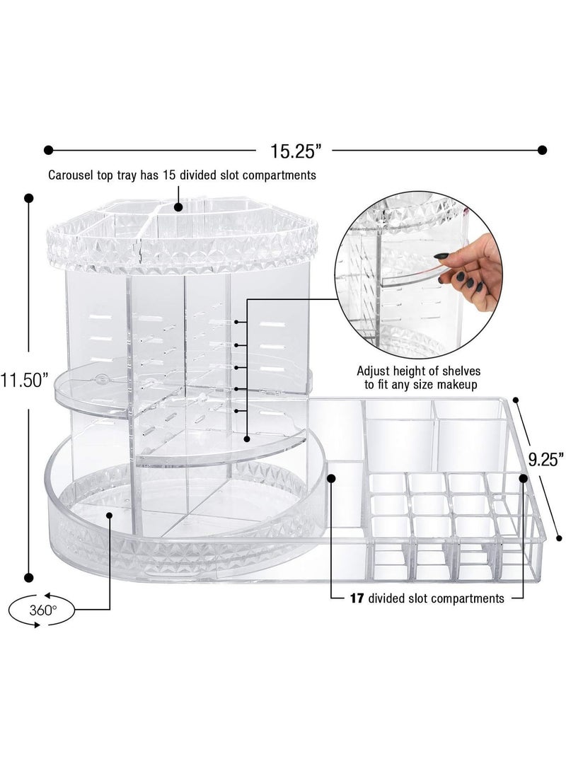 Rotating Makeup Organizer Base, 360° Rotatable Nail Pole With Large Tray for Lipstick, Cosmetics, Skincare, Great for Bedroom Bathroom Decoration, Transparent - Image 3