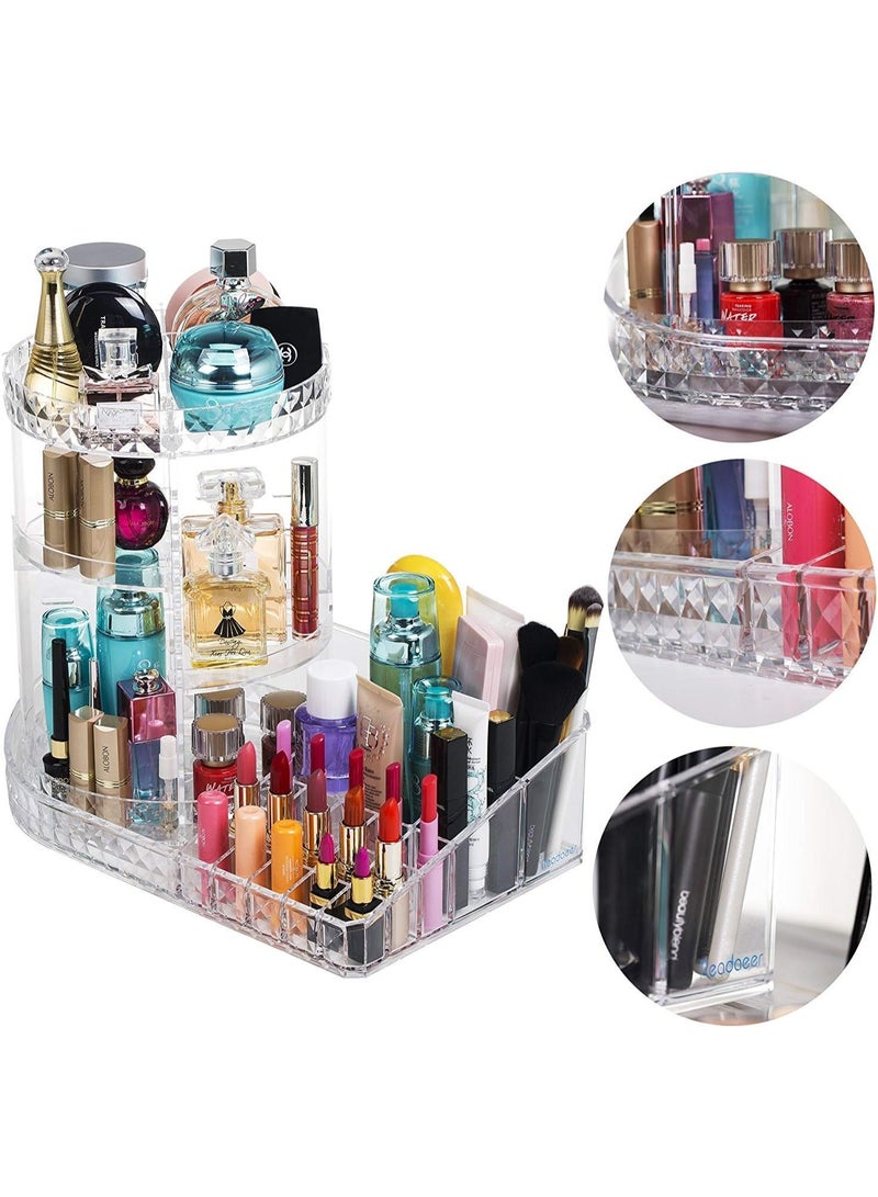 Rotating Makeup Organizer Base, 360° Rotatable Nail Pole With Large Tray for Lipstick, Cosmetics, Skincare, Great for Bedroom Bathroom Decoration, Transparent - Image 4