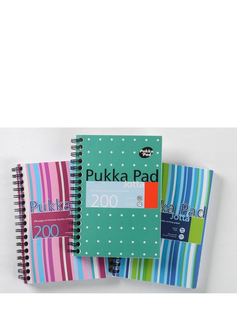Pukka Wiro A6 Stripes Jotta Pad, JP036PK, A6, 80 gsm, 200 Pages, 3 PCS PACK