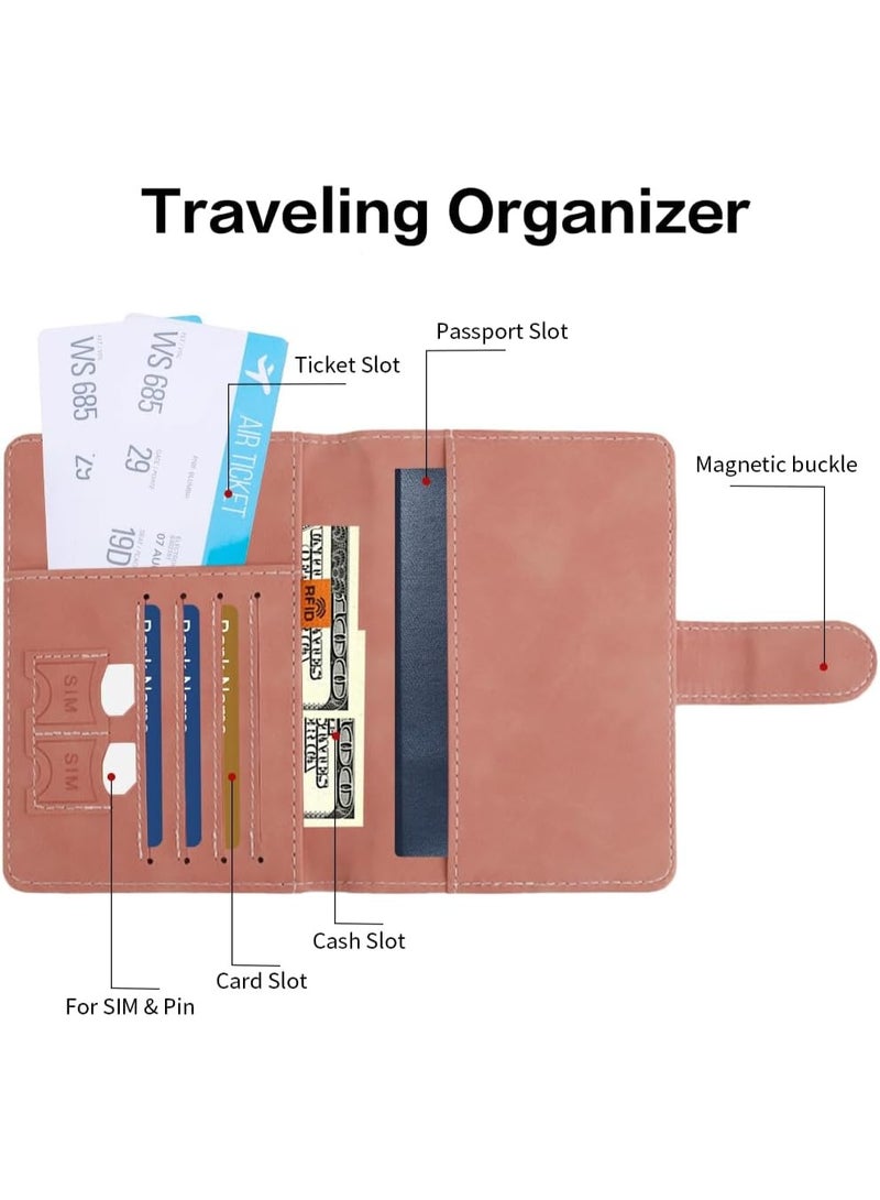 Relex Passport Holder for Travel Essentials, Passport Wallet Cover Case for Travel Must Haves Accessories,Passport Book Holders for Women and Men (Pink) - Image 2