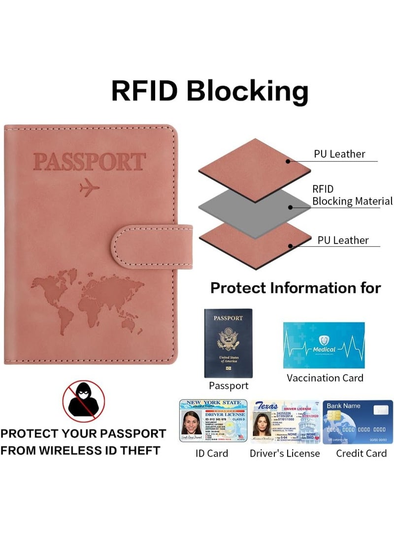 Relex Passport Holder for Travel Essentials, Passport Wallet Cover Case for Travel Must Haves Accessories,Passport Book Holders for Women and Men (Pink) - Image 4