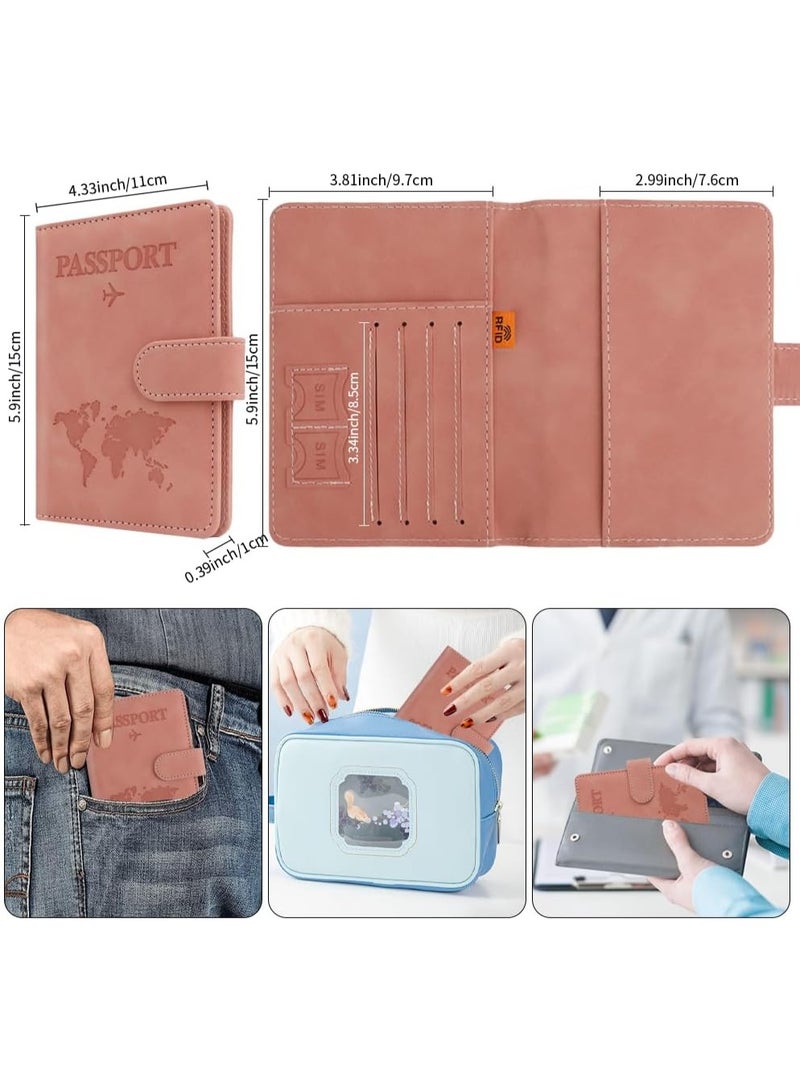Relex Passport Holder for Travel Essentials, Passport Wallet Cover Case for Travel Must Haves Accessories,Passport Book Holders for Women and Men (Pink) - Image 3