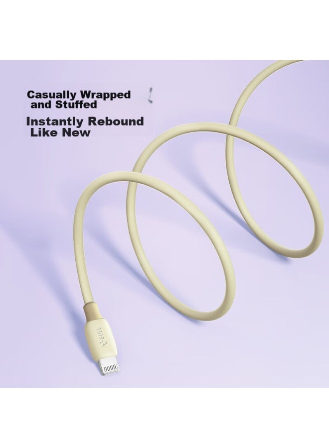 bull Mfi Certified Apple Fast Charging Cable, Silicone Skin-friendly, Compatible With Iphone 14/13, Ipad, 20w/30w Charger, Type-c Apple Data Cable, Vanilla White - Image 3