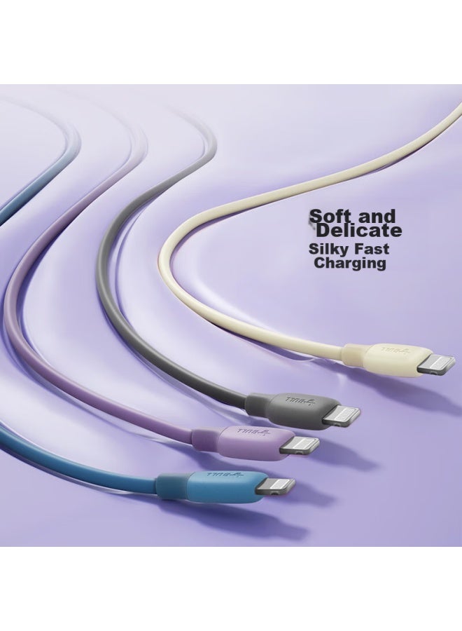 bull Mfi Certified Apple Fast Charging Cable, Silicone Skin-friendly, Compatible With Iphone 14/13, Ipad, 20w/30w Charger, Type-c Apple Data Cable, Vanilla White - Image 1