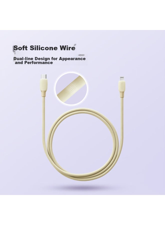 bull Mfi Certified Apple Fast Charging Cable, Silicone Skin-friendly, Compatible With Iphone 14/13, Ipad, 20w/30w Charger, Type-c Apple Data Cable, Vanilla White - Image 4