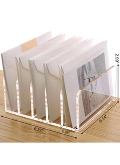 SANRUI Clear Desktop File Organizer, 5 Compartments Acrylic Office Document Sorter Mails Storage, Multifunction Letter Folder Racks Holders For Office,Home, School Desk Organization  - Image 2
