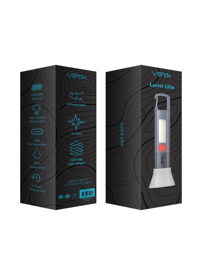 فيرتك كشاف محمول متعدد الاستخدامات ببطارية 1200mAh وإضاءة COB قوية مع وضع طوارئ - Image 3