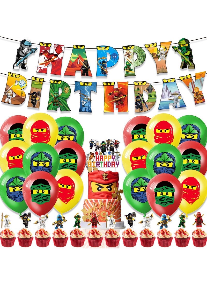 general Phantom Ninja theme birthday party decoration Ninjago Pull Flag Cake Insert Card Balloon Spiral Charm decoration - Image 1