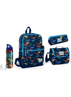 CORAL HIGH Dinosaur Patterned Nutrition School Bag Pen Holder + Water Bottle  - Image 1