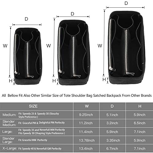 ZTUJO Purse Organizer, Felt Bag Organizer Purse Organizer Insert For Speedy, Neverfull, Graceful, Neverfull,Tote, Handbag,Shaper (Large, Black) - Image 3