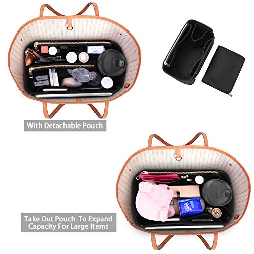 ZTUJO Purse Organizer, Felt Bag Organizer Purse Organizer Insert For Speedy, Neverfull, Graceful, Neverfull,Tote, Handbag,Shaper (Large, Black) - Image 4