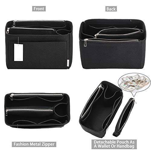 ZTUJO Purse Organizer, Felt Bag Organizer Purse Organizer Insert For Speedy, Neverfull, Graceful, Neverfull,Tote, Handbag,Shaper (Large, Black) - Image 2