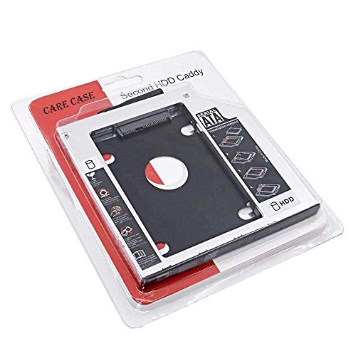 CARE CASE CARECASE® Universal 9.5mm SATA to SATA 2nd SSD HDD Hard Drive Caddy Adapter Tray Enclosures Compatible with DELL, HP, Lenovo ThinkPad, ACER Gateway, ASUS, Sony, Samsung, MSI, Laptop (for SSD and HDD) - Image 2