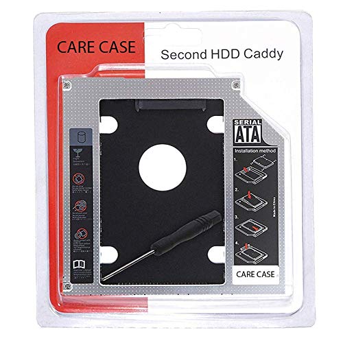 CARE CASE CARECASE® Universal 9.5mm SATA to SATA 2nd SSD HDD Hard Drive Caddy Adapter Tray Enclosures Compatible with DELL, HP, Lenovo ThinkPad, ACER Gateway, ASUS, Sony, Samsung, MSI, Laptop (for SSD and HDD) - Image 1