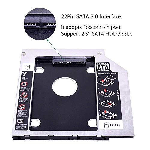 CARE CASE CARECASE® Universal 9.5mm SATA to SATA 2nd SSD HDD Hard Drive Caddy Adapter Tray Enclosures Compatible with DELL, HP, Lenovo ThinkPad, ACER Gateway, ASUS, Sony, Samsung, MSI, Laptop (for SSD and HDD) - Image 4