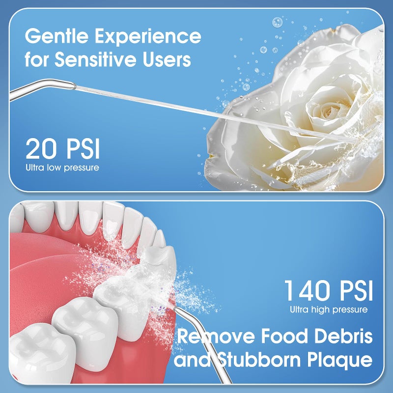 Cemobene Water Flosser, Rechargeable 300ML IPX7 Waterproof Cordless Portable Oral Irrigator with 4 Modes & 6 Replaceable Jet Tips-Professional Flossing Cleaner for Daily Home Use,Travel,Gums,Braces Care-White - Image 4