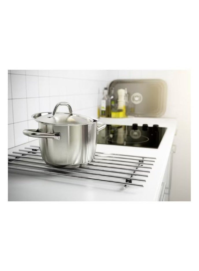 Stainless Steel Tripod Set, 19.6 X11 Inches (Approximately 50 X 28cm), Heat-Resistant And Rust Proof, Rubber Anti Slip Feet For Countertops And Tables, Protecting Surfaces From Damage From Hot Pots, Pans, And Baking Utensils, Silver  - Image 5
