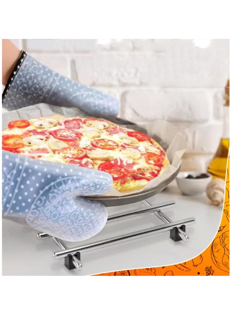 Stainless Steel Tripod Set, 19.6 X11 Inches (Approximately 50 X 28cm), Heat-Resistant And Rust Proof, Rubber Anti Slip Feet For Countertops And Tables, Protecting Surfaces From Damage From Hot Pots, Pans, And Baking Utensils, Silver  - Image 4