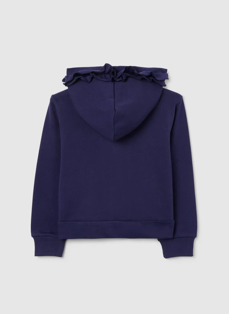 او في اس سويت شيرت قطن بناتي بنفسجي مطبوع بفروزن