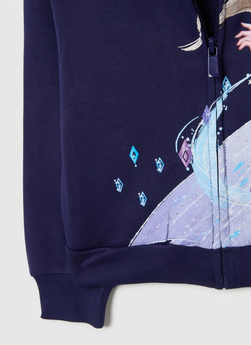 Ovs OVS Girls' Regular Fit Purple Cotton Blend Sweatshirt With Frozen Print