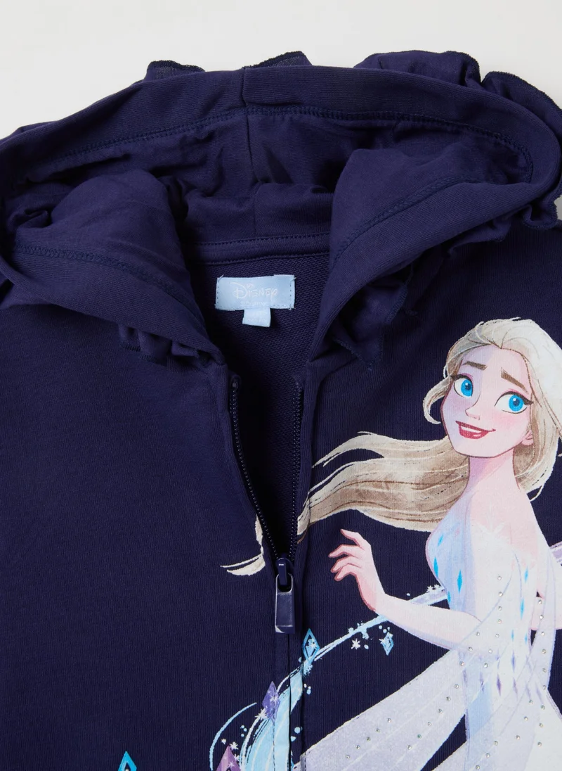 Ovs OVS Girls' Regular Fit Purple Cotton Blend Sweatshirt With Frozen Print