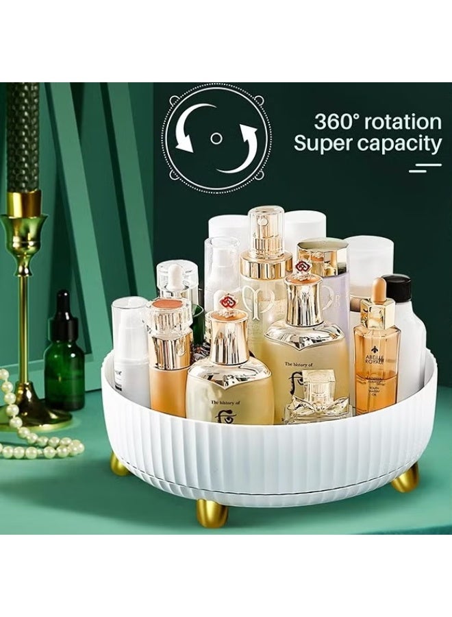 EETU 360 Degree Rotary Bathroom Storage Box,11 Inch Rotary Table Diameter,Desktop Storage Box for Spice Bottle and Other High Capacity Products,White - Image 3