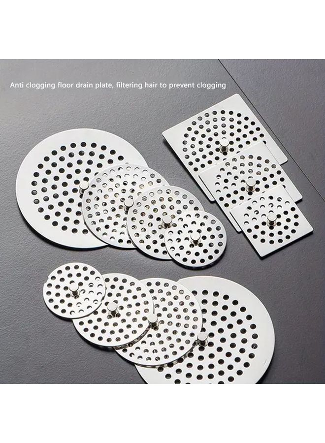 Stainless Steel Round Square Drain Cover with Handle 2.56 Inch Anti Clogging Hair Filter Grate for Bathroom Kitchen Sink Shower Rust Resistant Easy Clean Drainage Protector Perforated Design Durable Construction - Image 1