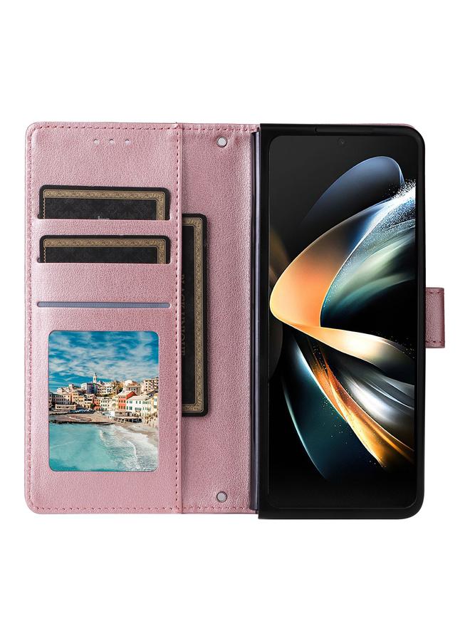 اس-توب جراب لهاتف Samsung Galaxy Z Fold4 5G، جراب هاتف جلدي متعدد الوظائف قابل للطي أفقيًا مع ثلاث فتحات للبطاقات - Image 4