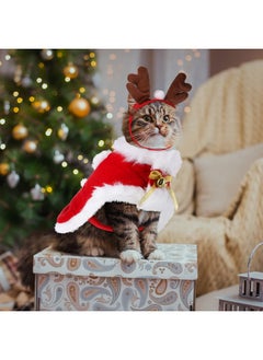 3 Pieces Christmas Pet Costumes Outfit Set Includes Puppy Cat Cloak with Star and Pompoms Kitten Dog Antlers Headband Pet Reindeer Headwear Cat Santa Cape with Bell Pet Costume Accessories (Small) - pzsku/Z2404FD9EFF9C31315322Z/45/_/1737031856/fc8ea809-1c93-4703-a7ac-31b61eaa382e