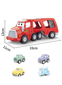 Swift 5 in 1 Double Decker Truck Vehicles Toys, Friction Power Transport Truck Car with Light and Sound, Birthday Eid Gifts for Boys Girls Red  - Image 4