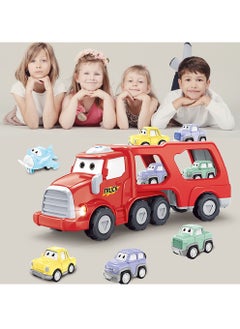 Swift 5 in 1 Double Decker Truck Vehicles Toys, Friction Power Transport Truck Car with Light and Sound, Birthday Eid Gifts for Boys Girls Red  - Image 5