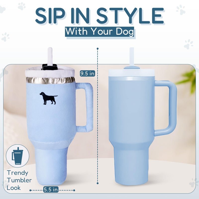 PUPROAR Pup Cup Tumbler Dog Toy â€“ Cute Girl Dog Toy, Valentines & Birthday Gift, Interactive Squeaker, Fun Puppy Present Chambray Blue - Image 3