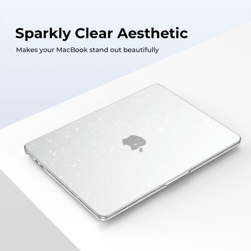 EooCoo Case Compatible with MacBook Air 13 inch M5 2026-2022 Release M4 M3 M2 A3449 A3240 A3113 A2681, Glitter Hard Shell&Keyboard Skin Cover&Screen Protector for Mac Air 13.6 inch, Sparkly Clear - Image 3
