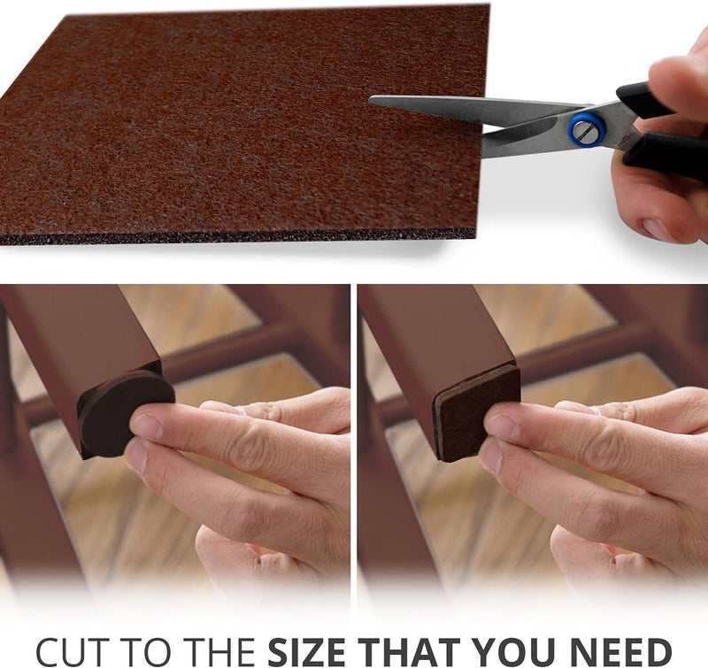 Royalkart® Furniture Felt Pad Sheet, 30cmx21cm | Anti-Slip Strong Adhesive Cuttable Furniture Pads | Noise Reduction Floor Protector for Hardwood Floors, Tiles, Chair, Dining Tables (Brown- Pack of 2) - Image 3