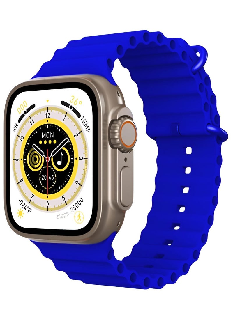 X8+ Ultra Smart Watch Bluetooth NFC Wireless Charging - Blue