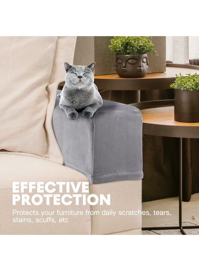 BESPORTBLE BESPORTBLE 2pcs Chair Arm Protectors Stretch Fabric Armrest Sofa Armrest Cover Armchair Slipcover Protector Elastic Home Office Recliner Couch Loveseat Protective Cloth Grey - Image 4